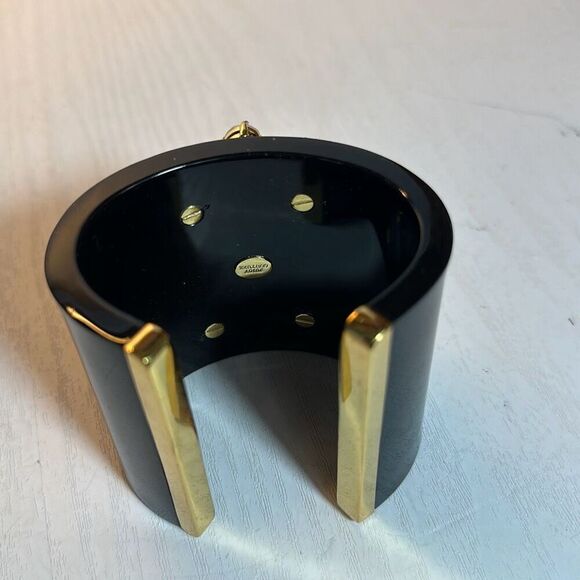 Juicy Couture Black Gold Rhinestone Cuff Bracelet - Picture 7 of 7